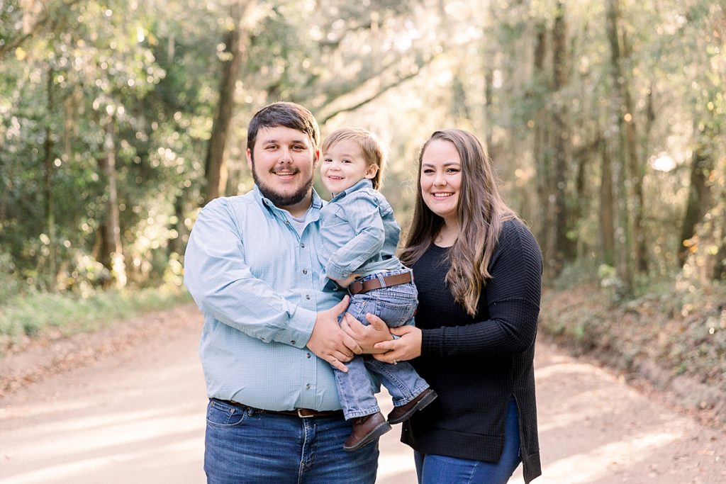 Family of three fall portraits 