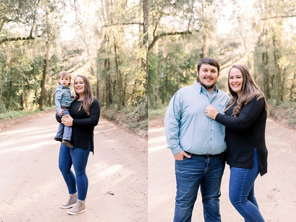 Mom poses with son for fall family session